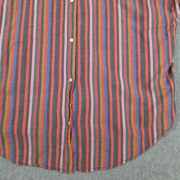Madewell Top Womens Size Small Courier Button-Back Shirt Rainbow Stripe V Neck - Picture 8 of 15